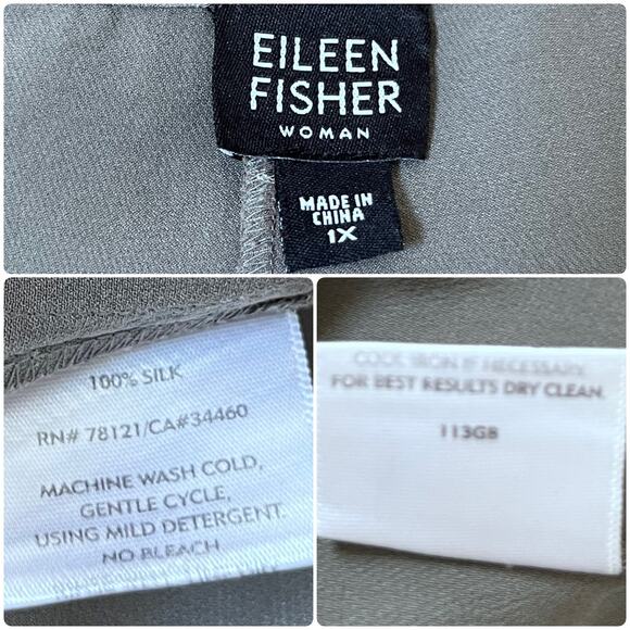Eileen Fisher Silk Georgette Crepe Lightweight Zip Clasp Machine Wash Pant 1X - Picture 13 of 14